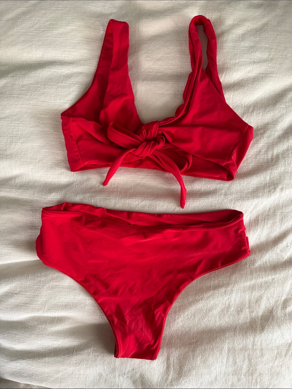 Zaful Red Tie-Front Bikini Set